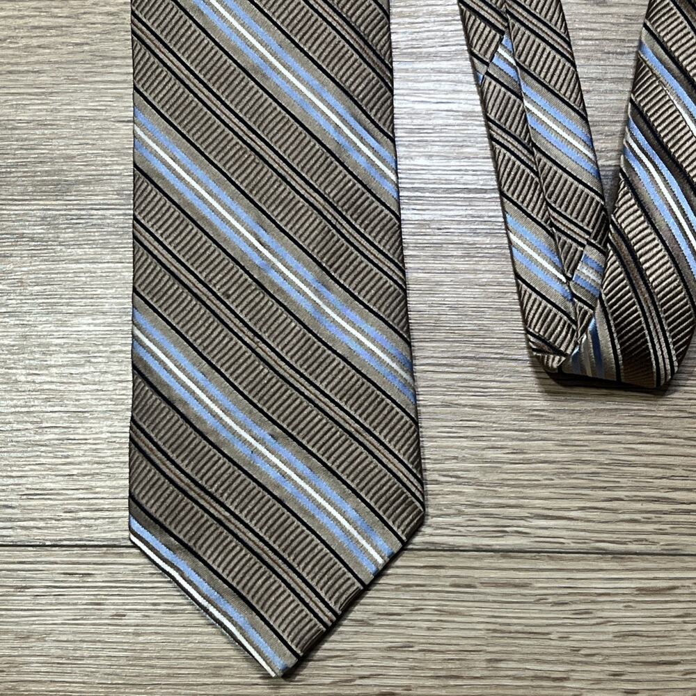 FORSYTH Mens 100% Silk Necktie Designer STRIPED Yellow/Blue (A62)
